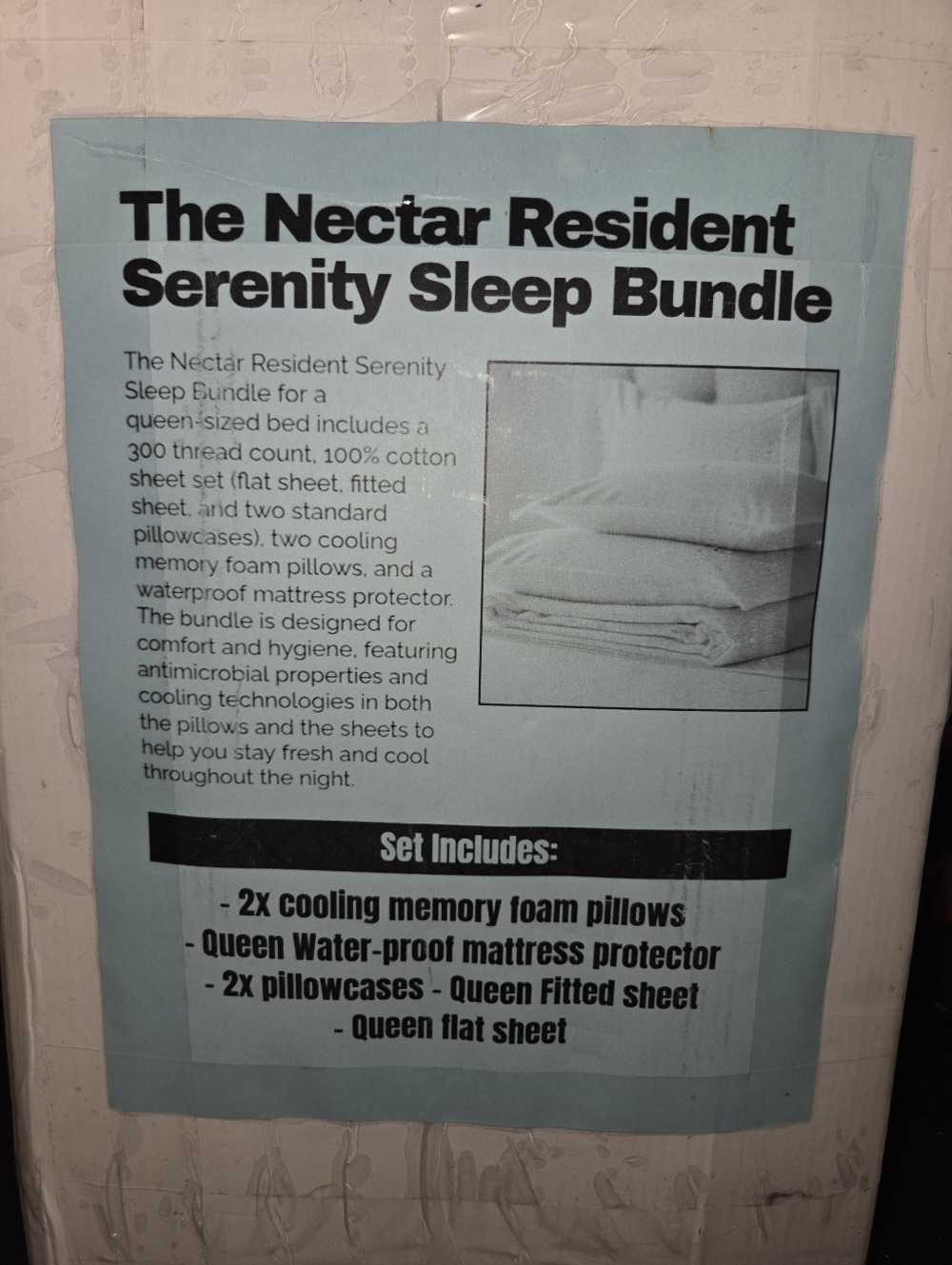 Nectar Resident Serenity Sleep Bundle Queen Sheets Pillows NEW IN BOX  $599